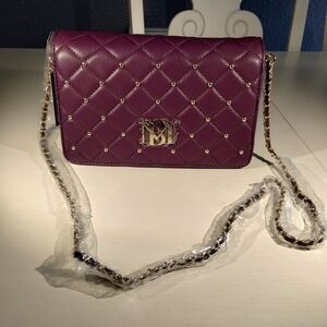 Brand New Badgley Mishka Plum-Purple Quilted Crossbody Bag